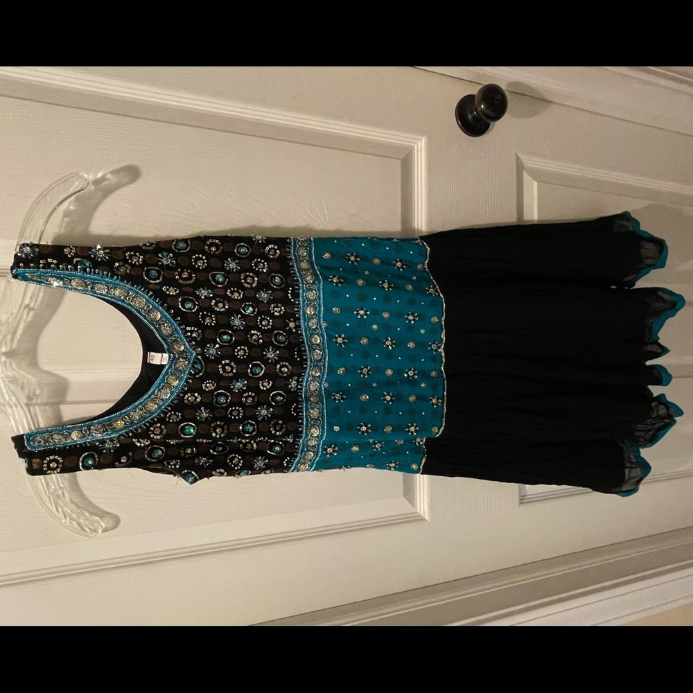 Slip on dress hand embroidered with sequence